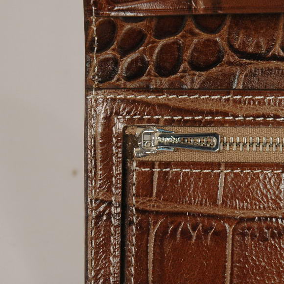 High Quality Hermes Bearn Japonaise Croco Leather Tri-Fold Wallet H308 Brown Fake